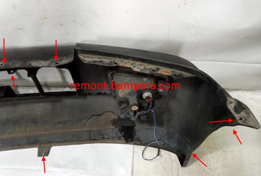 mounting locations for the front bumper Infiniti QX56 I JA60 (2004-2010)