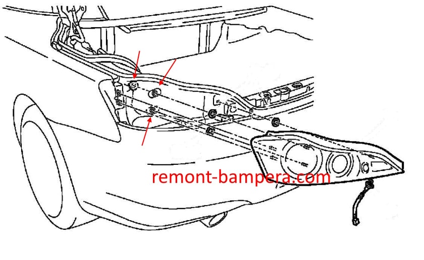 Schéma de montage des feux arrière Infiniti G25, G35, G37 (2007-2015)