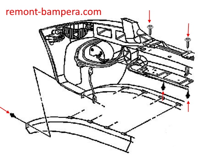 Isuzu Ascender (2002-2008) front bumper mounting scheme