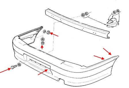 schema di montaggio per paraurti posteriore Lada (VAZ) 2113, 2114, 2115