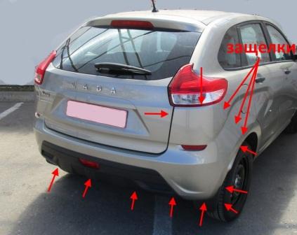 punti di fissaggio per il paraurti posteriore Lada (VAZ) Xray