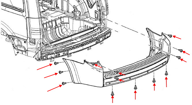 Schema di montaggio paraurti posteriore Lancia Voyager (2011-2014)