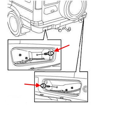 Schema di montaggio del paraurti posteriore per Land Rover Discovery II (1998-2004)
