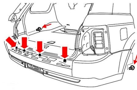 schéma de montage du pare-chocs arrière Land Rover Range Rover Sport