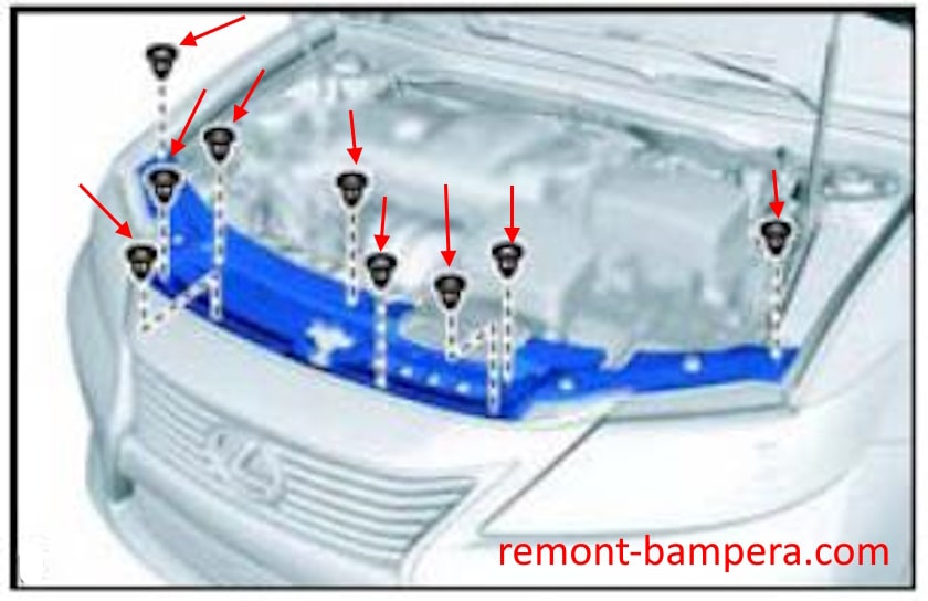 Schema di montaggio del paraurti anteriore Lexus ES VI (2013-2018)