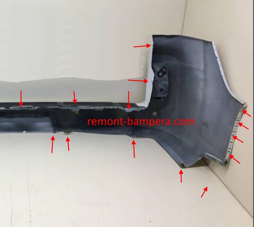 mounting locations for the rear bumper Lexus GX 460 (2010-2023)