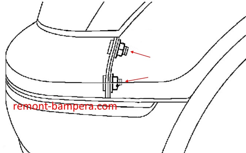 Schéma de montage du pare-chocs avant Lexus LS 430 (2001-2006)
