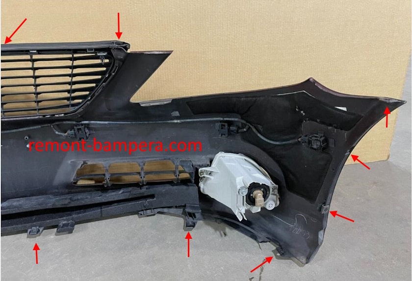 mounting locations for the front bumper Lexus LS IV XF40 (2007-2017)