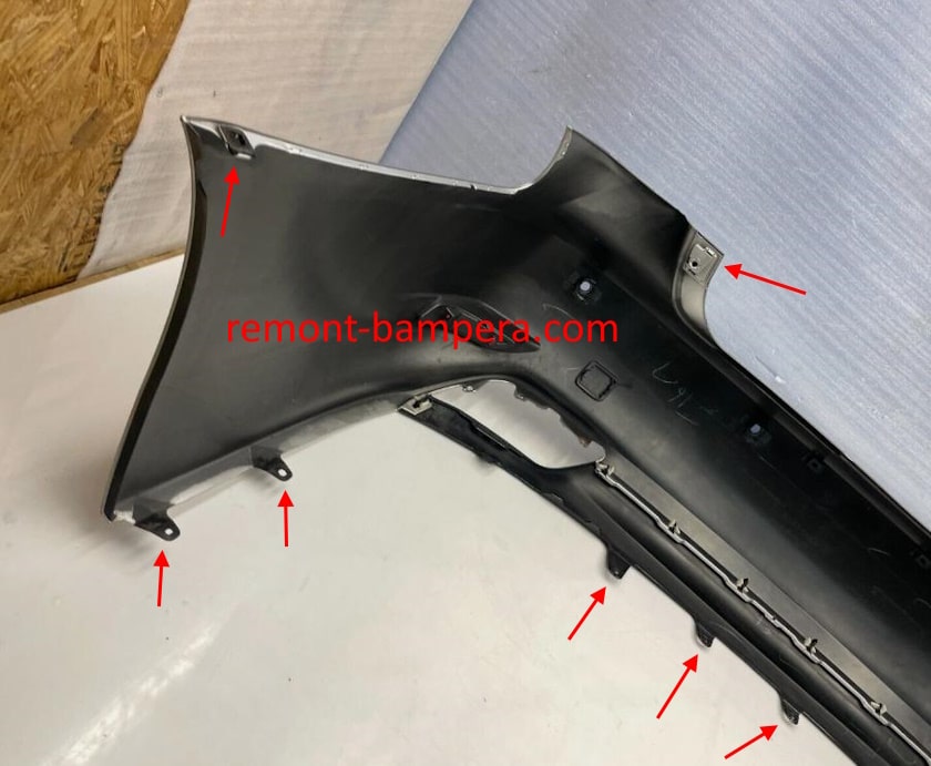 mounting locations for the rear bumper Lexus LS IV XF40 (2007-2017)