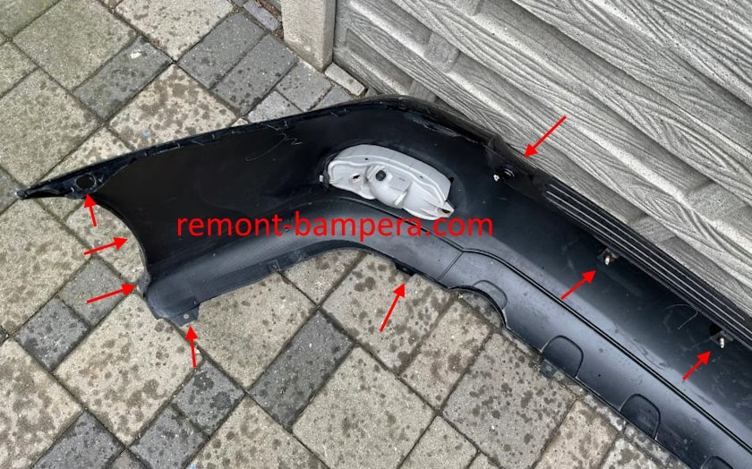 mounting locations for rear bumper Lexus RX 300 (1999-2003)