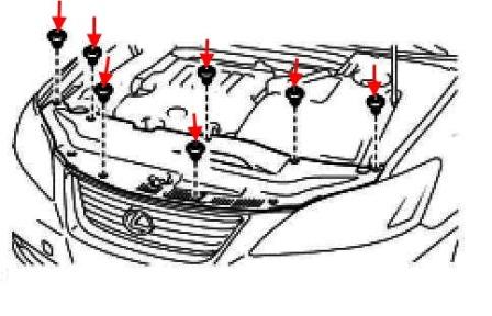 the scheme of fastening of the grille Lexus ES 5 (2006-2012)