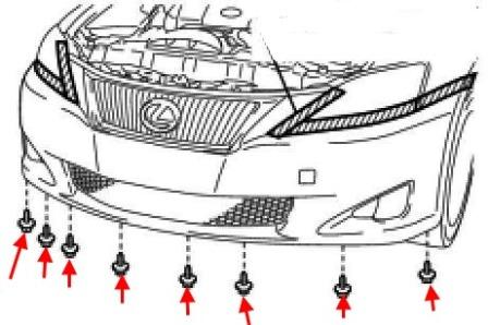 Schema attacco paraurti anteriore Lexus IS 2 (2005-2013)