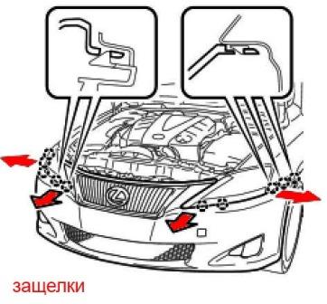 Schema attacco paraurti anteriore Lexus IS 2 (2005-2013)