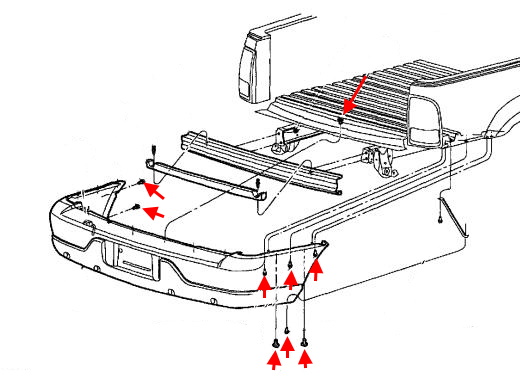 Schema di montaggio del paraurti posteriore Lincoln Blackwood