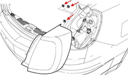 Schema di montaggio del paraurti posteriore Lincoln MKS