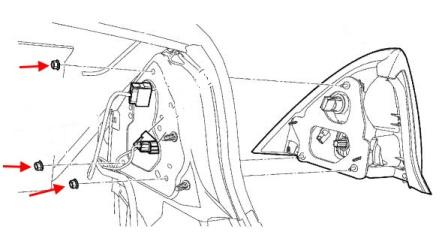 Schéma de montage du pare-chocs arrière Lincoln MKZ (2005-2012)
