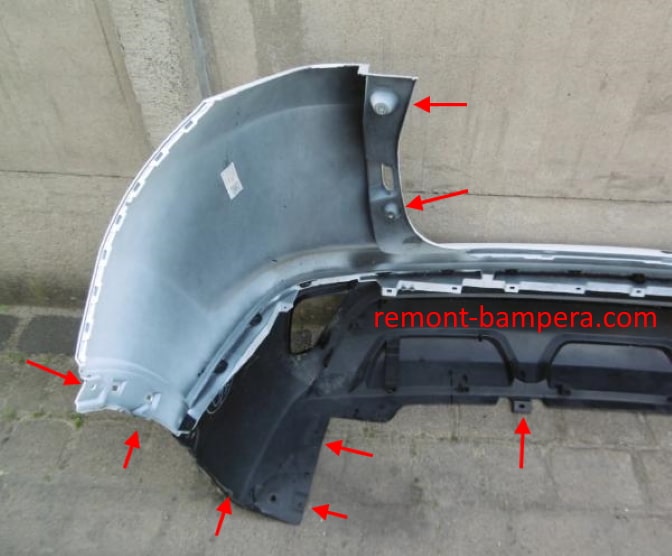 points de fixation du pare-chocs arrière Mitsubishi Eclipse Cross I (2017-2023)