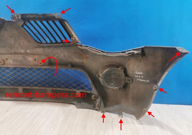Points de fixation du pare-chocs avant Mitsubishi L200/Triton IV (2006-2015)