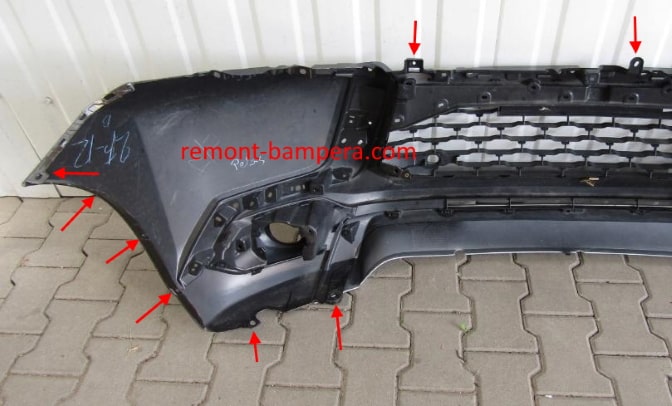 Points de fixation du pare-chocs avant Mitsubishi Pajero / Montero Sport III (2015-2023)