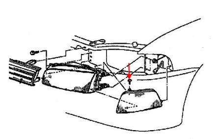 the scheme of fastening of the turn signal Mitsubishi Mirage V (1995–2003)