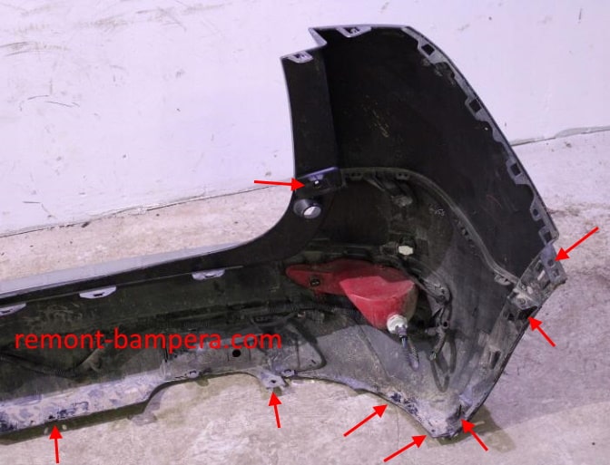 points de fixation du pare-chocs arrière Peugeot 5008 II (2017-2023)