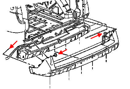 Pontiac Aztek diagrama de montaje del parachoques trasero