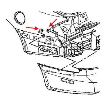 Schema di montaggio del paraurti posteriore Pontiac Firebird (1993-2002)