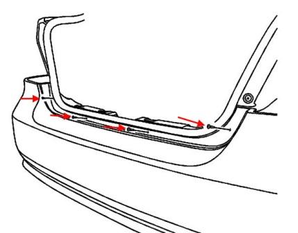 Schema di montaggio del paraurti posteriore Pontiac G3