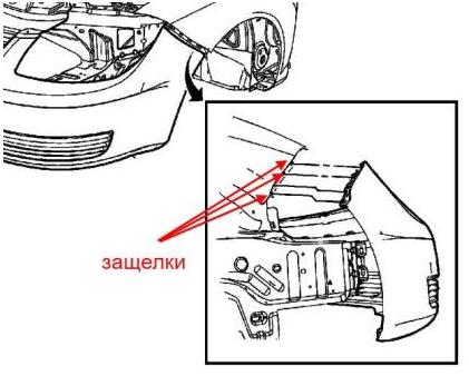 Schema di montaggio del paraurti anteriore Pontiac G5