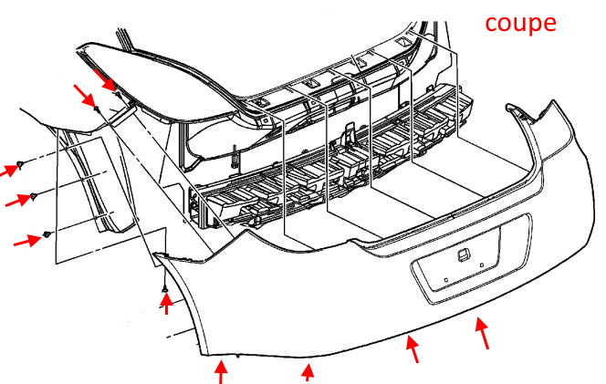 Montageplan für die hintere Stoßstange des Pontiac G6