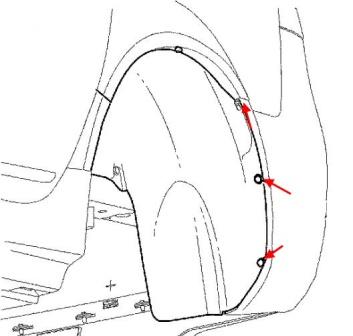 Schema di montaggio del paraurti posteriore Pontiac G8