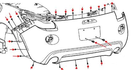 Schema di montaggio del paraurti posteriore Pontiac Solstice