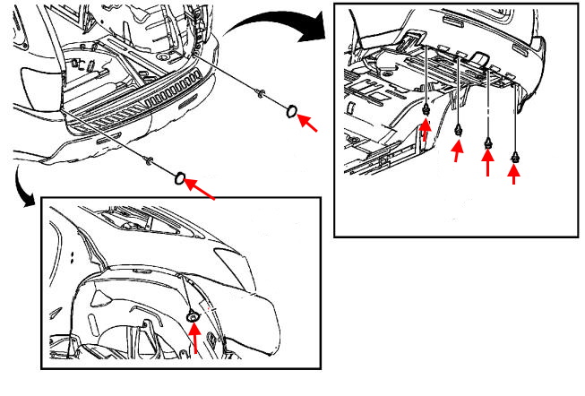 Schema di montaggio del paraurti posteriore Pontiac Torrent