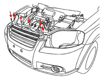 Схема крепления переднего бампера Pontiac Wave