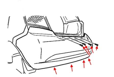 Schema di montaggio del paraurti posteriore Pontiac Wave