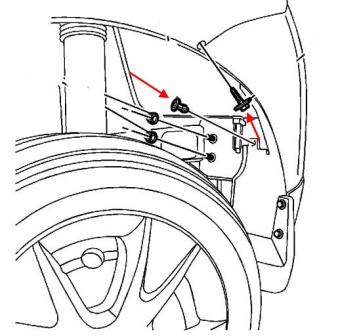 Pontiac Wave rear bumper mounting diagram