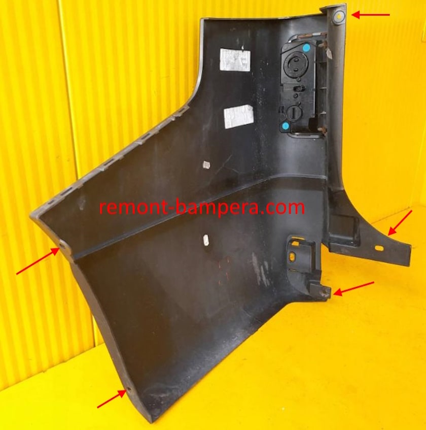 mounting locations for the rear bumper Renault Trafic 3 (2014-2023)