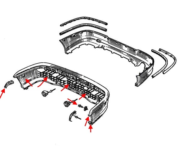 Schéma de montage du pare-chocs arrière Renault 19