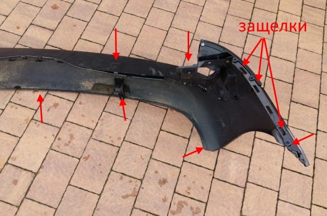 The attachment of the rear bumper Renault Espace 4 (2002-2014)