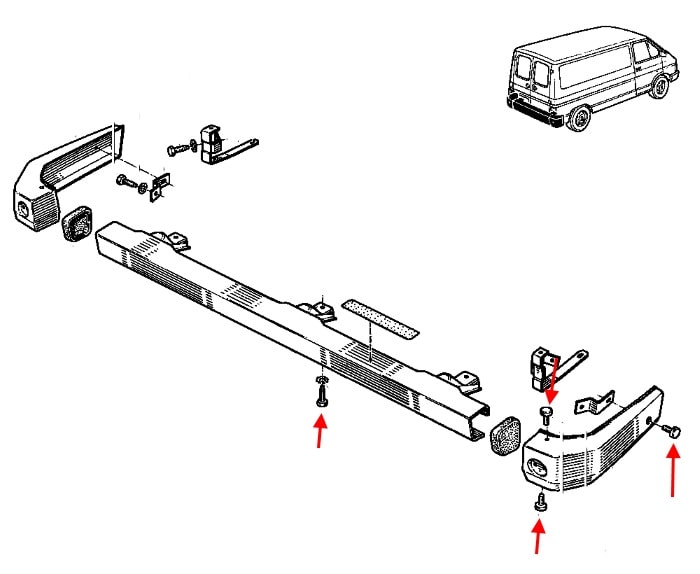 Diagram of rear bumper on a Renault Master 1 (1980-1997)