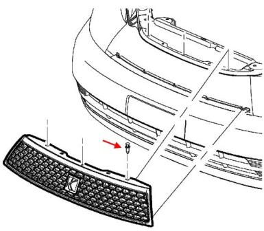 Schema di montaggio del paraurti anteriore Saturn serie L 