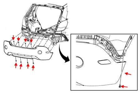 Schema di montaggio del paraurti posteriore Saturn Vue (2008-2010)