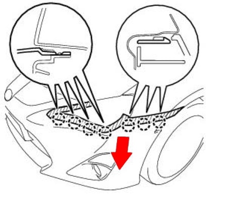 Schéma de fixation du pare-chocs avant Scion FR-S (Toyota 86)