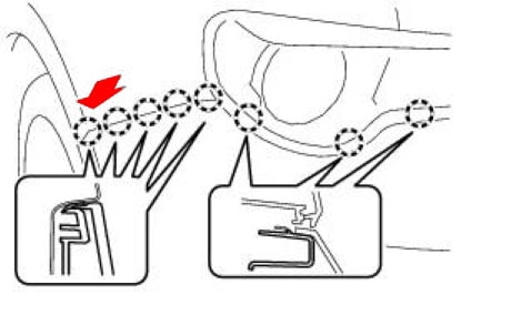 Схема крепления заднего бампера Scion FR-S (Toyota 86)