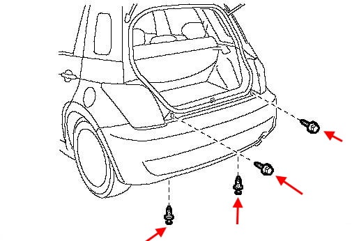 Schema di montaggio del paraurti posteriore Scion xA