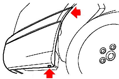 the scheme of fastening the rear bumper of the Subaru B9 Tribeca (2008-2014)