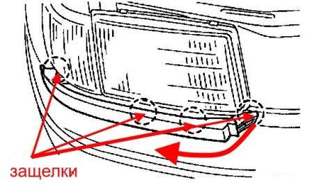 schéma de montage du pare-chocs avant Subaru Forester SF (1997-2002)