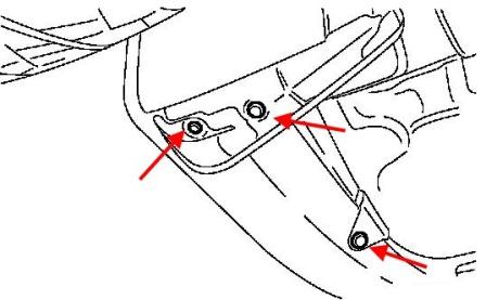 the scheme of fastening of the front bumper Subaru Forester SG (2005-2008)