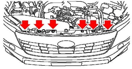 schéma de montage du pare-chocs avant Subaru Forester SH (2008-2013)