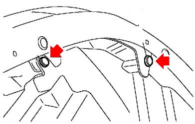 schéma de montage du pare-chocs avant Subaru Impreza (2000-2007)